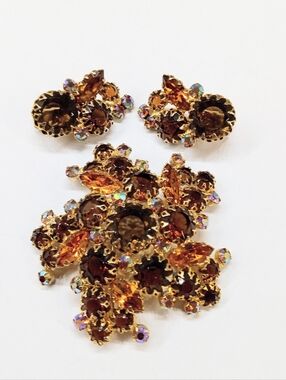 Vintage Juliana Brooch Earrings Set Verified Delizza & Elster